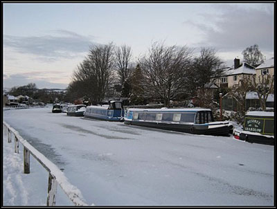 Canal Mooring winter scene
